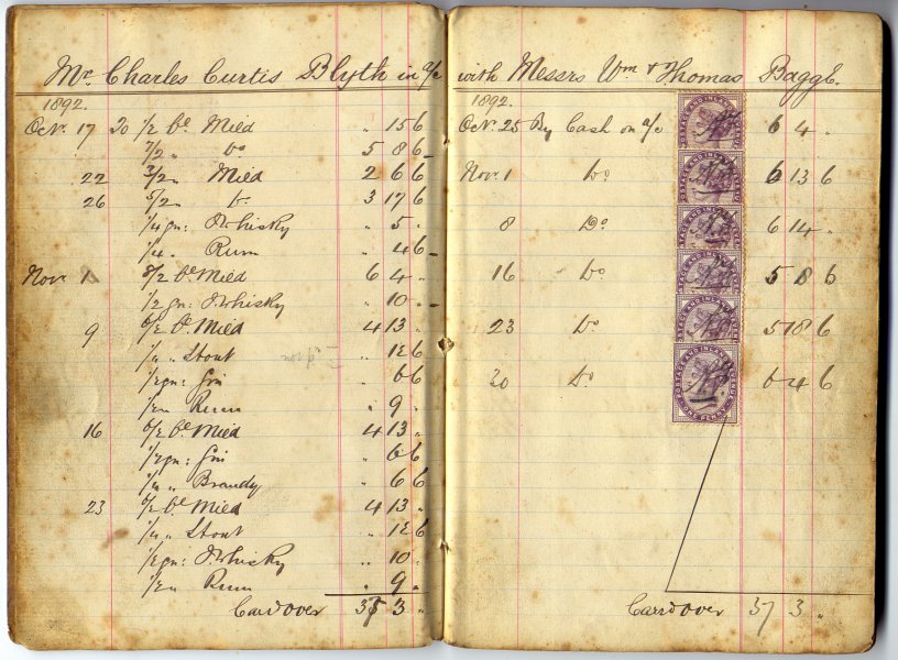 The account book of C Blyth 1892 - Thanks to Roger Holmes