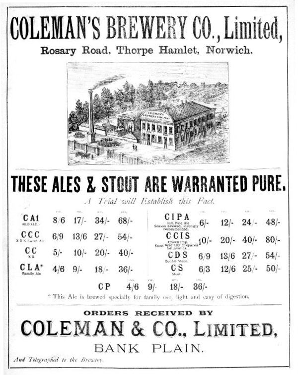 c1892 advertisement from the norfolkpubs.co.uk archive
